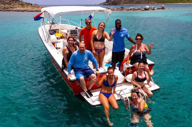 Snorkeler at Creole Rock reef on a St Maarten snorkeling half-day cruise from Simpson Bay in St Maarten